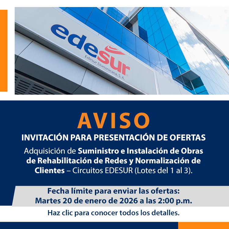 Solicitud de ofertas para suministro e instalación de obras de rehabilitación de redes