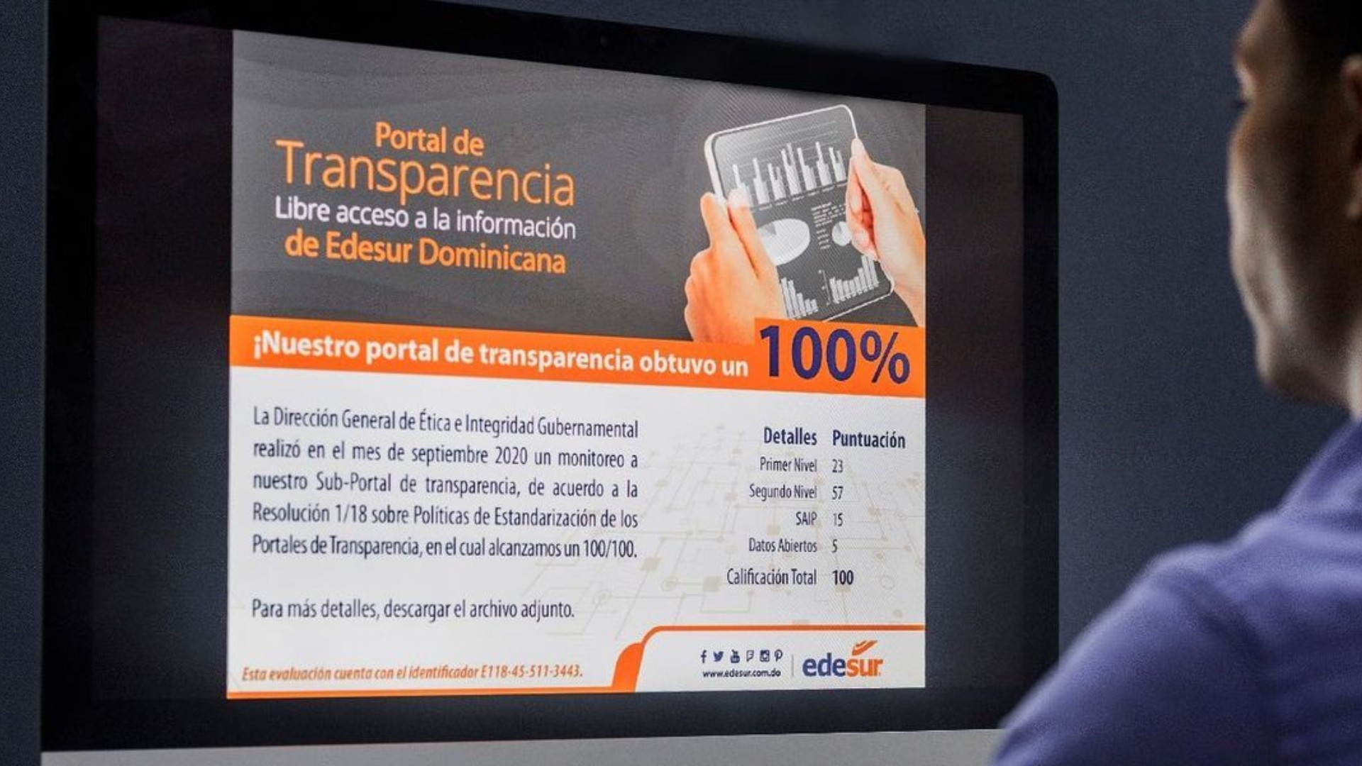 Edesur alcanza máxima calificación en transparencia durante 100 primeros días de gestión
